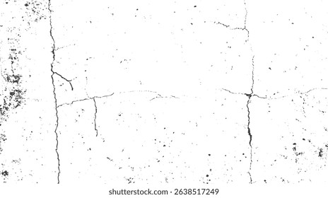 Detailed vector texture of a cracked white concrete wall surface grunge overlay background design