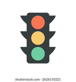 Detailed Vector Traffic Light Illustration with Protective Visors and Colored Signal Lights in Flat Modern Style