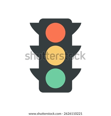 Detailed Vector Traffic Light Illustration with Protective Visors and Colored Signal Lights in Flat Modern Style
