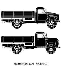 Detailed Vector trucks silhouettes set