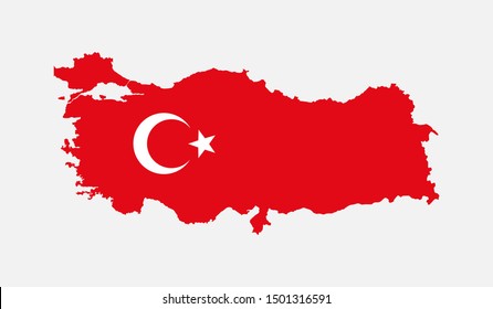 Detailed vector Turkey country map isolated on background. Flag state template travel trip for pattern, report, infographic, backdrop. Turkey nation business silhouette sign concept.