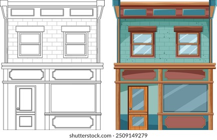 Detailed vector of a two-story house