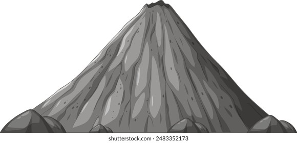 A detailed vector of a volcanic mountain