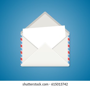 Detailed vector of white opened envelope with letter.