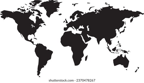 Detailed vector world map illustration. High-quality design with continents, countries, and geographical features. Perfect for global concepts and designs.