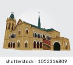 Detailed Vector/Illustration of Frere hall , Karachi , Pakistan in White Background.