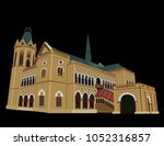 Detailed Vector/Illustration of Frere hall , Karachi , Pakistan in black Background.