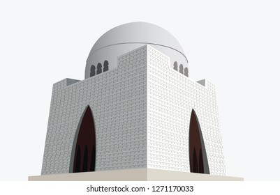 Detailed vector/illustration of Mazar-e-Quaid situated in Karachi Pakistan