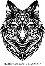 Detallado y vectorizado lobo tribal