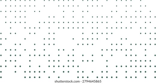 Detailed view of a classic punch card, featuring numerous small, dark perforations arranged in a grid on a white surface, representing historical data storage.