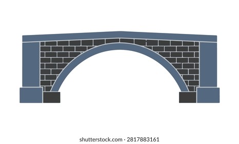 Detailed view of a classic stone bridge arch with brick and stone textures in gray color suitable for architectural and construction themes