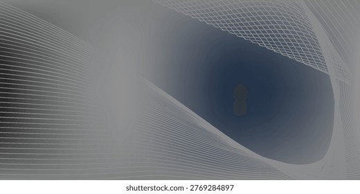 Detailed view of a dark, textured surface with a grid pattern, contrasted by smooth, flowing grey lines.