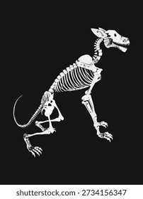 Detailed view of a dinosaur skeleton with exposed bones and ancient characteristics, Print Ready Vector Illustration, Suitable for T-shirt Design, Poster, etc.