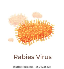 Detailed view of human rabies virus structure highlighting its morphology and characteristics in a scientific context