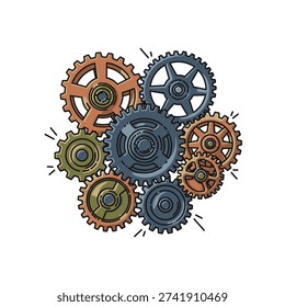 Detailed view of interlocking metal gears