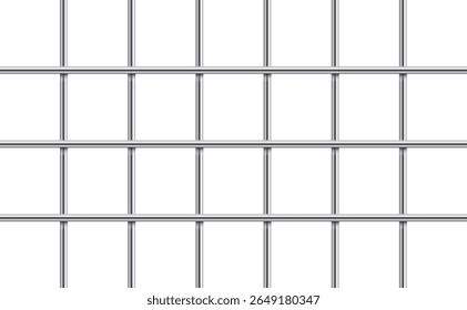 A detailed view of a metal grid on a white background. The grid features a repeating pattern of horizontal and vertical lines, forming a series of rectangular cells.