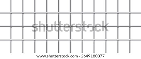 A detailed view of a metal grid structure against a bright white backdrop. The grid consists of evenly spaced horizontal and vertical bars forming symmetrical squares.
