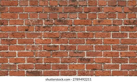 A detailed view of a red brick wall with white grout and mortar, showcasing the texture and pattern of the bricks, isolated on white background
