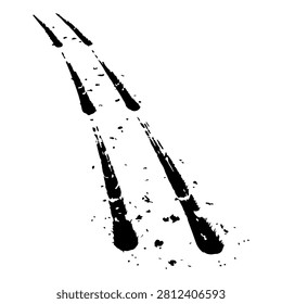 Detailed view of ski tracks carved into snow, illustrating winter sports activity and snowy landscape for outdoor recreation themes.