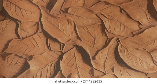 A detailed view of a surface adorned with a repeating pattern of embossed leaves, creating a rich texture and depth.