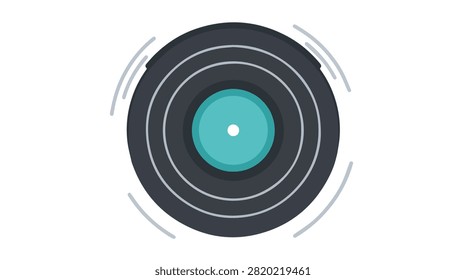 detailed view of vinyl record with vibrant turquoise and black colors featuring circular grooves and labels for music playback and audio enthusiasts