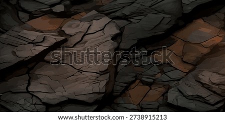Detailed view of a weathered stone surface, showcasing intricate cracks and varied textures.