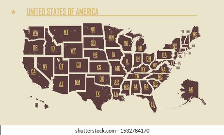 Usa Map State Abbreviations High Res Stock Images Shutterstock