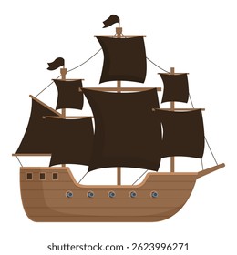 Detailed vintage pirate ship illustration with nautical, maritime, and adventure elements
