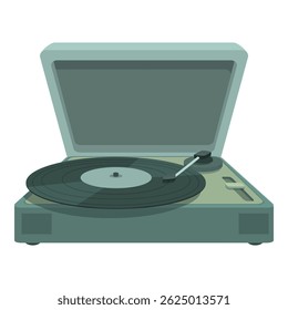 Detailed vintage record player illustration with turntable, vinyl, and retro music design