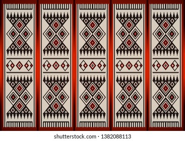 Detailed Vintage Red and Black Theme Sadu Weaving Pattern
