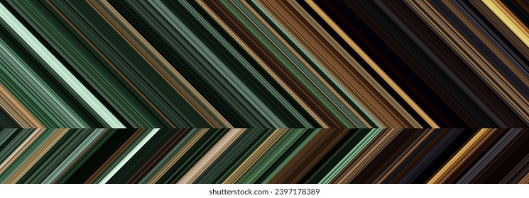 Patrón geométrico rayado de vintage detallado compuesto por una gran cantidad de rayas finas verdes y marrones. Ilustración de textura vectorial