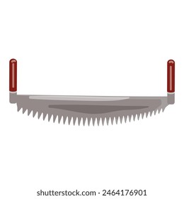 Detailed vintage twohandled crosscut saw illustration for lumberjack and woodworking industry, isolated on white background, in retro graphic vector design