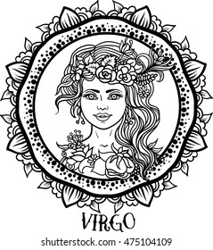 Detailed Virgo Aztec Filigree Line Art Stock Vector (Royalty Free ...