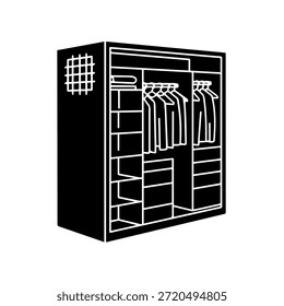 Organização Interior Detalhada do Guarda-Roupa - Vetor Sistemático do Sistema de Armazenamento de Roupas