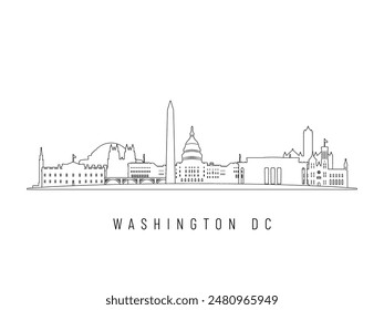 Detailed Washington DC skyline vector illustration. Washington, DC buildings in line art style, perfect for modern designs.