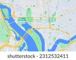 Detailed Washington DC White House and Capitol Area Map Vector Accurate and Comprehensive Cartographic Illustration for Graphic Design, Navigation, and Travel-related Projects in the Politic