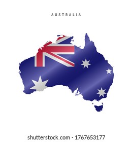 Detailed waving flag map of Australia. Vector map with masked flag.