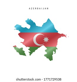 Detailed waving flag map of Azerbaijan. Vector map with masked flag.