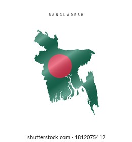 Detailed waving flag map of Bangladesh. Vector map with masked flag.