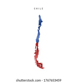 Detailed waving flag map of Chile. Vector map with masked flag.