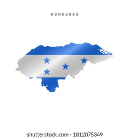 Detailed waving flag map of Honduras. Vector map with masked flag.