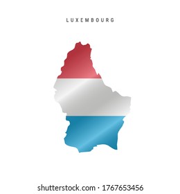 Detailed waving flag map of Luxembourg. Vector map with masked flag.