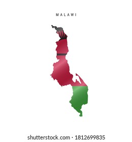 Mapa detallado de la bandera ondeando de Malawi. Mapa vectorial con bandera enmascarada.