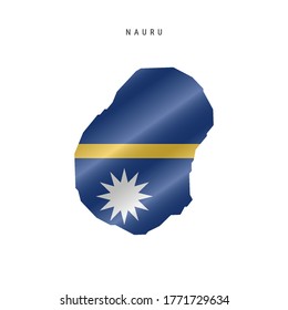 Detailed waving flag map of Nauru. Vector map with masked flag.