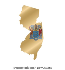 Detailed waving flag map of New Jersey. Vector map with masked flag.