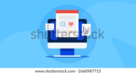 Detailed website analytics combining SEO metrics and social media data, presented through interactive charts and traffic reports.