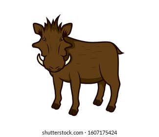 Detailed Wild Boar with Big Horns Illustration