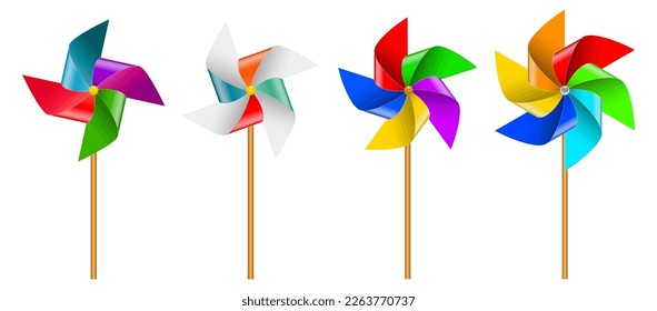 detailed windmill toy realistic isolated on white background 3D illustration