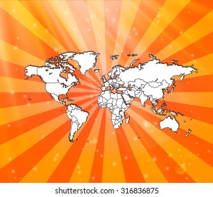 Detailed World Map with Awesome Background (Vector Illustration)