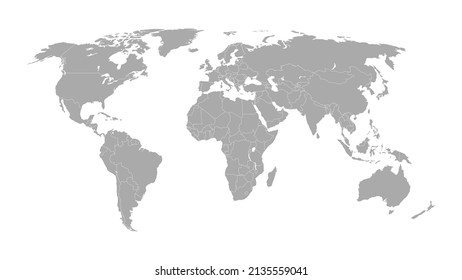 Mapa detallado del mundo con las fronteras de los estados. Mapa mundial aislado sobre fondo blanco. Ilustración del vector